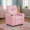 Chang Kids Recliner Chair, Built In Cupholder, Pink Faux Leather