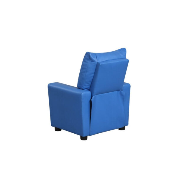 Chang Kids Recliner Chair, Built In Cupholder, Blue Faux Leather