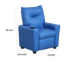Chang Kids Recliner Chair, Built In Cupholder, Blue Faux Leather