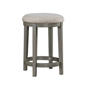 Anab Counter Height Stool Set of 2, Round Polyester Seat, Gray Wood