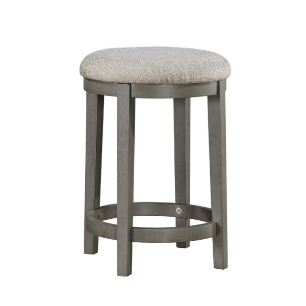 Anab Counter Height Stool Set of 2, Round Polyester Seat, Gray Wood