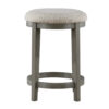 Anab Counter Height Stool Set of 2, Round Polyester Seat, Gray Wood