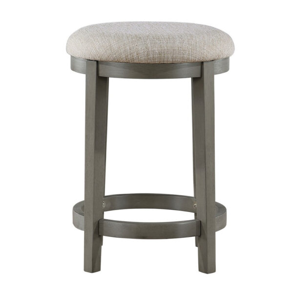 Anab Counter Height Stool Set of 2, Round Polyester Seat, Gray Wood