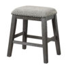 Tuna Counter Height Stool Set of 2, Chenille Seat, Nailhead, Gray Wood
