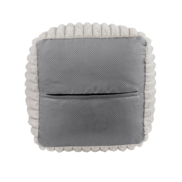 Modern Ottoman, Off White Ribbed Corduroy Zipper Cover, 16 Inch Square