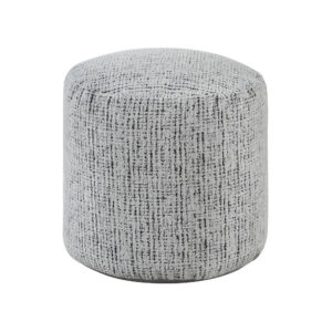 Modern Pouf Ottoman, Light Gray Soft Textured Chenille, 16 Inch Round