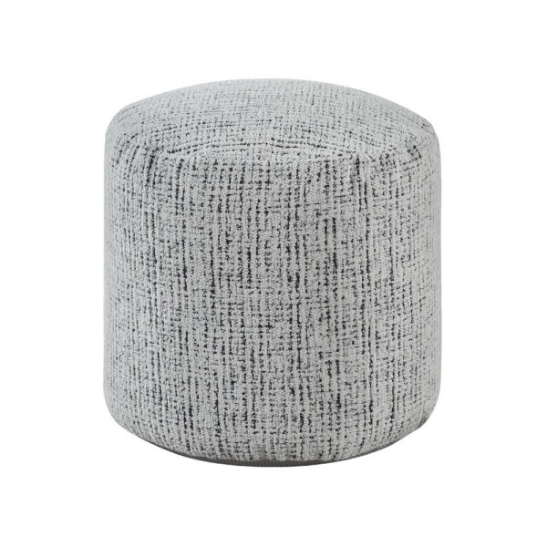 Modern Pouf Ottoman, Light Gray Soft Textured Chenille, 16 Inch Round