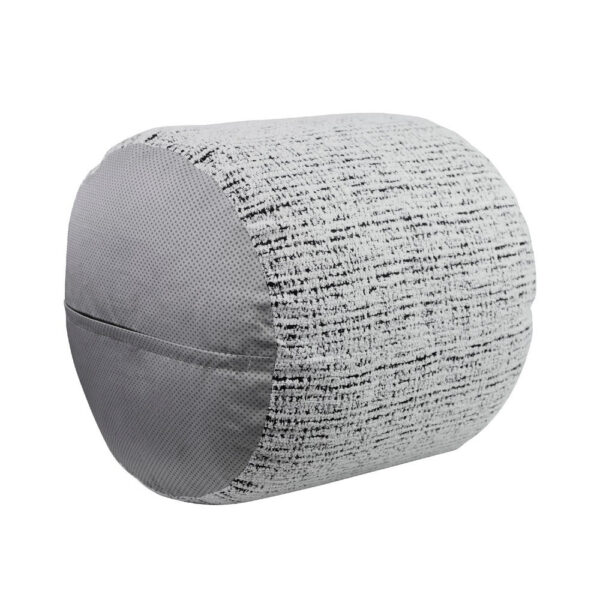 Modern Pouf Ottoman, Light Gray Soft Textured Chenille, 16 Inch Round