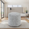 Modern Pouf Ottoman, Light Gray Soft Textured Chenille, 16 Inch Round