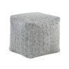Modern Pouf Ottoman, Black White Textured Chenille, 16 Inch Square