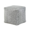 Modern Pouf Ottoman, Black White Textured Chenille, 16 Inch Square