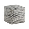Modern Pouf Ottoman, Black White Basket Woven Jacquard, 16 Inch Square