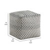 Modern Pouf Ottoman, Black White Basket Woven Jacquard, 16 Inch Square
