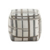 Modern Pouf Ottoman, Beige Gray Chunky Plaid Jacquard, 16 Inch Square