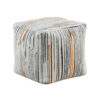 Modern Pouf Ottoman, Multicolor Vertical Striped Jacquard, 16 Inch