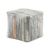 Modern Pouf Ottoman, Multicolor Vertical Striped Jacquard, 16 Inch