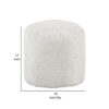 Modern Pouf Ottoman, 16 Inch Round w Fluffy Off White Faux Fur Texture