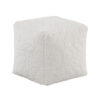 Modern Pouf Ottoman, Plush Off White Faux Fur Texture, 16 Inch Square