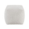 Modern Pouf Ottoman, Plush Off White Faux Fur Texture, 16 Inch Square