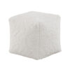 Modern Pouf Ottoman, Plush Off White Faux Fur Texture, 16 Inch Square