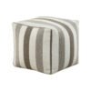 Modern Pouf Ottoman, White and Taupe Striped Jacquard, 16 Inch Square