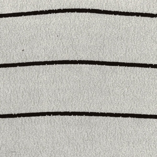 Modern Pouf Ottoman, White Black Striped Jacquard, 16 Inch Square