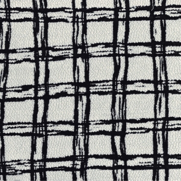 Modern Pouf Ottoman, White Black Checkered Jacquard, 16 Inch Square