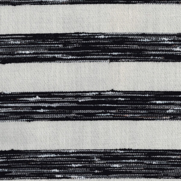 Modern Pouf Ottoman, Black White Wide Striped Jacquard, 16 Inch Square