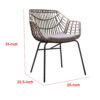 Niya Outdoor Patio Chair Set of 4, Natural Brown Rattan, Black Steel