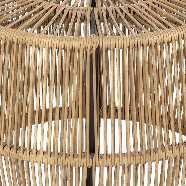 Zyan Outdoor Coffee Table, 22 Inch Natural Brown Rattan Wicker, Steel Frame