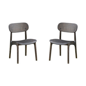 Seln 20 Inch Dining Chair Set of 2, Curved Seat, Splayed Legs, Gray