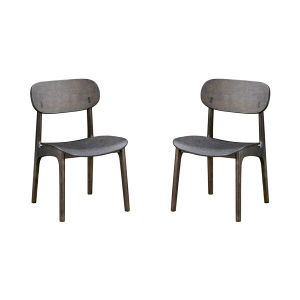 Seln 20 Inch Dining Chair Set of 2, Curved Seat, Splayed Legs, Gray