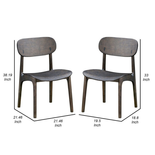 Seln 20 Inch Dining Chair Set of 2, Curved Seat, Splayed Legs, Gray