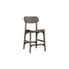 Seln 24 Inch Counter Stool Chair, Curved Seat, Open Back, Dark Gray Wood