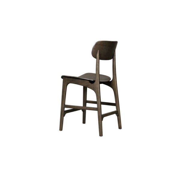 Seln 24 Inch Counter Stool Chair, Curved Seat, Open Back, Dark Gray Wood