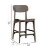 Seln 24 Inch Counter Stool Chair, Curved Seat, Open Back, Dark Gray Wood