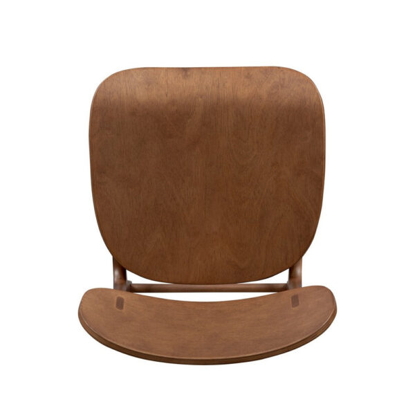 Seln 24 Inch Counter Stool Chair, Curved Seat, Open Back, Dark Brown Wood