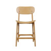 Seln 24 Inch Counter Stool Chair, Curved Seat, Open Back, Light Brown Wood