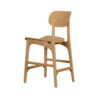 Seln 24 Inch Counter Stool Chair, Curved Seat, Open Back, Light Brown Wood