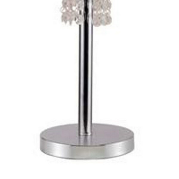 Denise 29 Inch Table Lamp, Glass, Metal Frame, Mesh Shade, Crystals, Gold