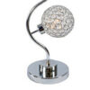 Denise 32 Inch Table Lamp, Metal Frame, Round Base Glass, Crystals, Silver