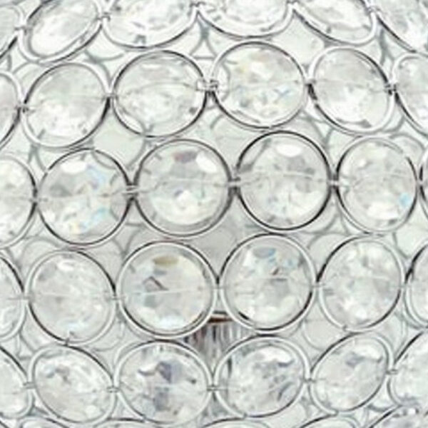 Denise 9 Inch Table Lamp, Round Metal Base, Crystal Ball Shade, Silver