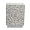 18 Inch Modern Capiz Accent Table Stool, Square, Gray Starburst Pattern