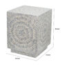 18 Inch Modern Capiz Accent Table Stool, Square, Gray Starburst Pattern