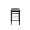 Chris 24 Inch Counter Stool with Wood Frame, Handwoven Rush Seat, Black