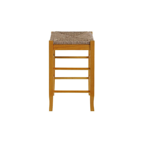 Chris 24 Inch Counter Stool with Wood Frame, Handwoven Rush Seat, Oak Brown