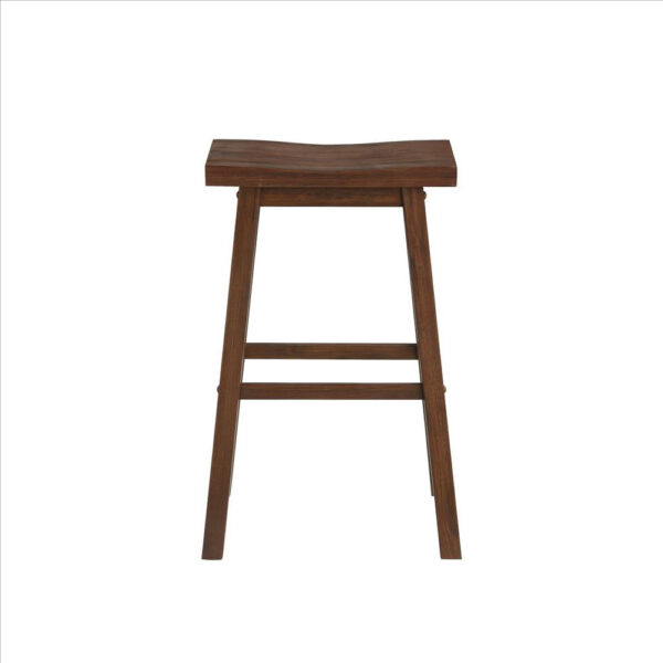Saddle Design Wooden Barstool with Grain Details, Brown
