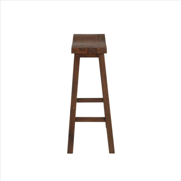 Saddle Design Wooden Barstool with Grain Details, Brown