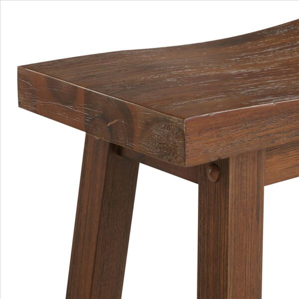 Saddle Design Wooden Barstool with Grain Details, Brown