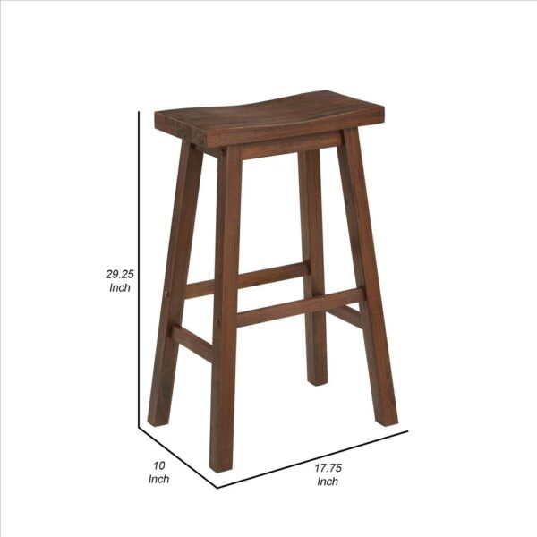 Saddle Design Wooden Barstool with Grain Details, Brown